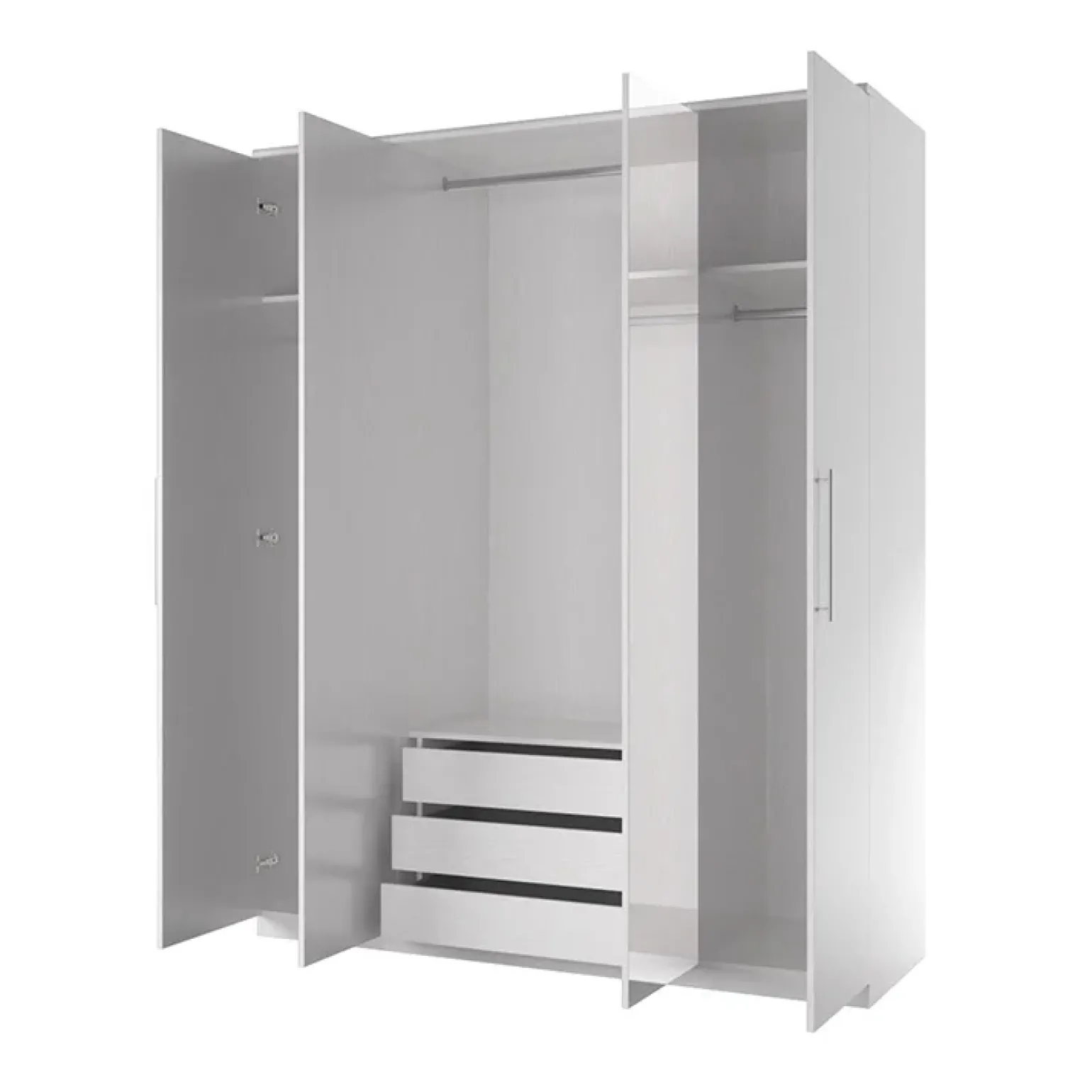 Armadio 161x199h cm 4 ante con specchio bianco frassinato Dogliani