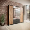 Armadio 223x210h cm 4 ante con specchio quercia nero Smooty