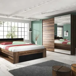 Armadio 200x210h cm 2 ante con specchio rovere scuro Lisbona Gihome®