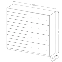 Armadio 200x210h cm 2 ante con specchio rovere scuro Lisbona Gihome®
