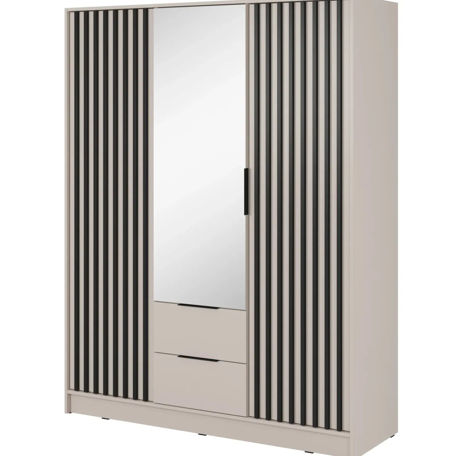Armadio 155x200h cm 3 ante con specchio beige cashmere Miller