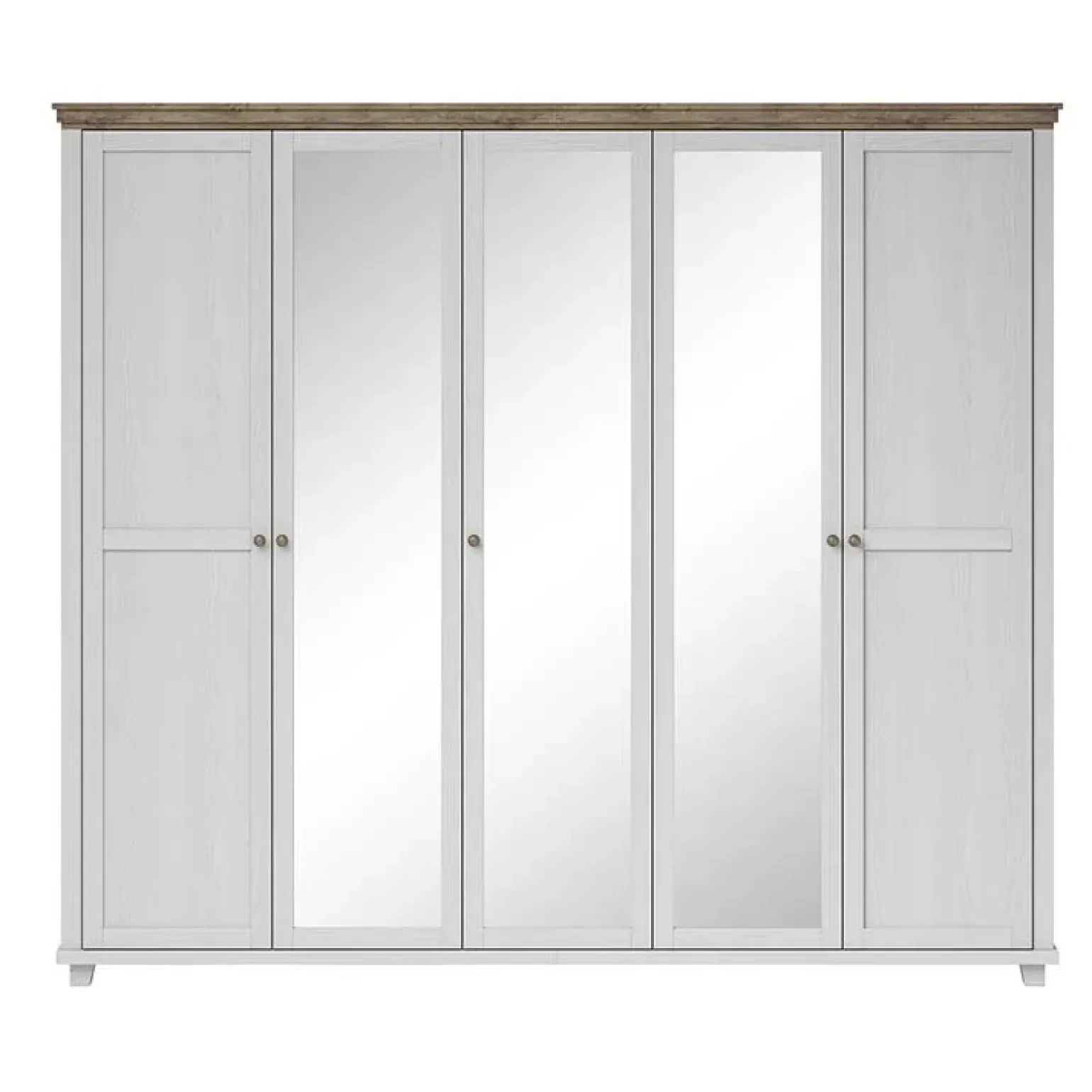 Armadio 246x216h cm 5 ante con specchio pino bianco quercia Texel