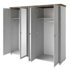 Armadio 246x216h cm 5 ante con specchio pino bianco quercia Texel