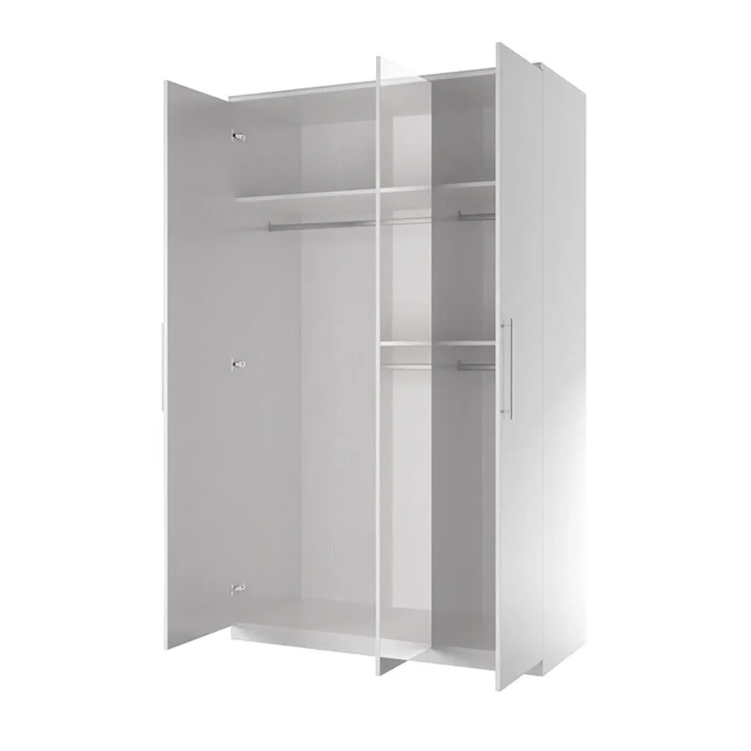 Armadio 121x199h cm 3 ante con specchio bianco frassinato Dogliani