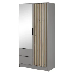 Armadio 105x200h cm 2 ante con specchio grigio quercia Miller