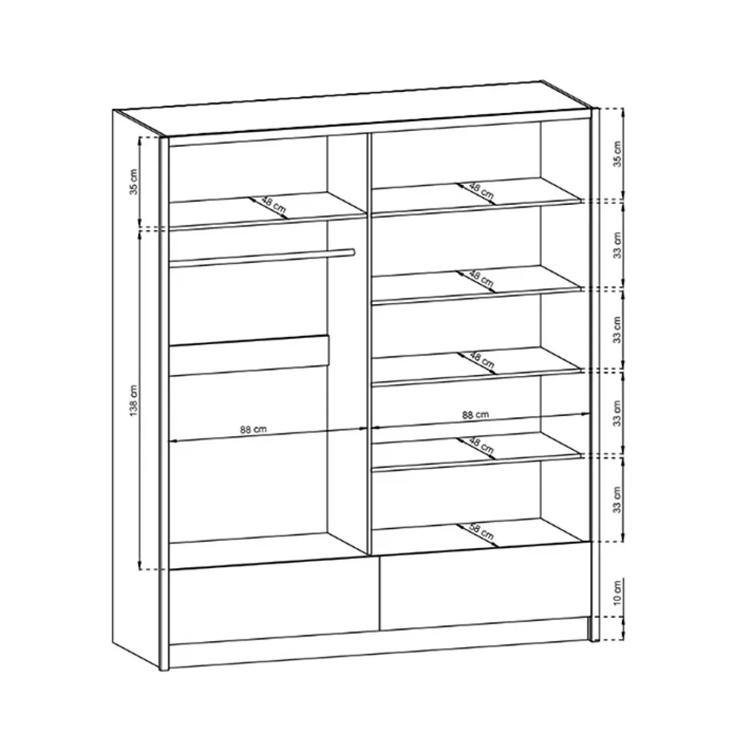 Armadio 184x214h cm 2 ante con specchio bianco lucido Jeki Gihome®