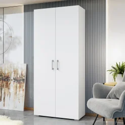 Armadio 80x190h cm 2 ante design moderno bianco Pastello