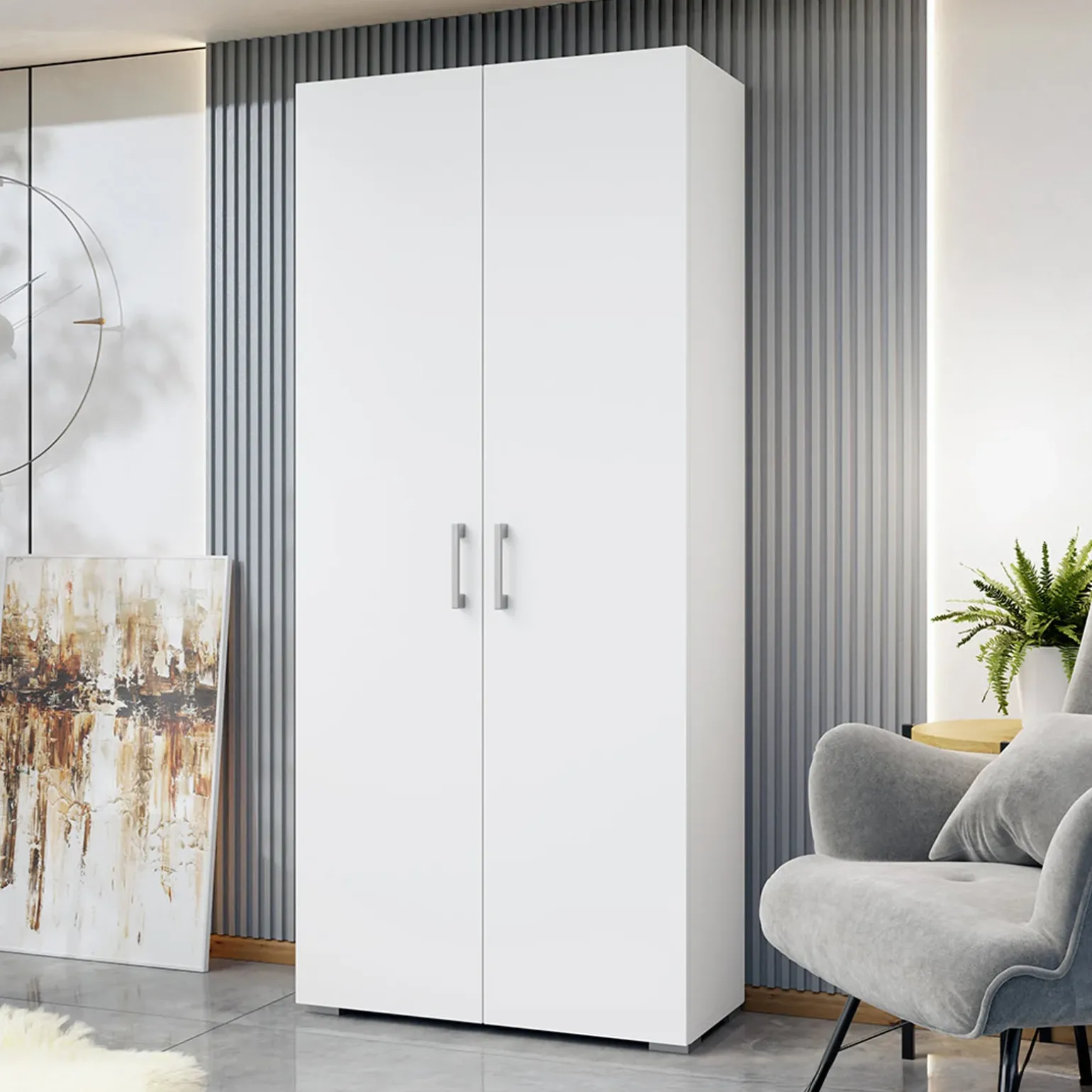Armadio 80x190h cm 2 ante design moderno bianco Pastello
