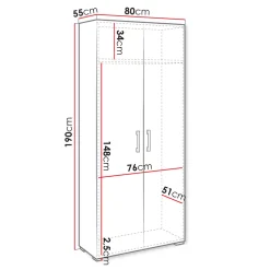 Armadio 80x190h cm 2 ante design moderno bianco Pastello