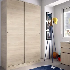 Armadio 120x204h cm 2 ante moderno scorrevoli rovere Royal