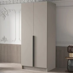 Armadio 100x215h cm 2 ante moderno beige nero Glammy 2
