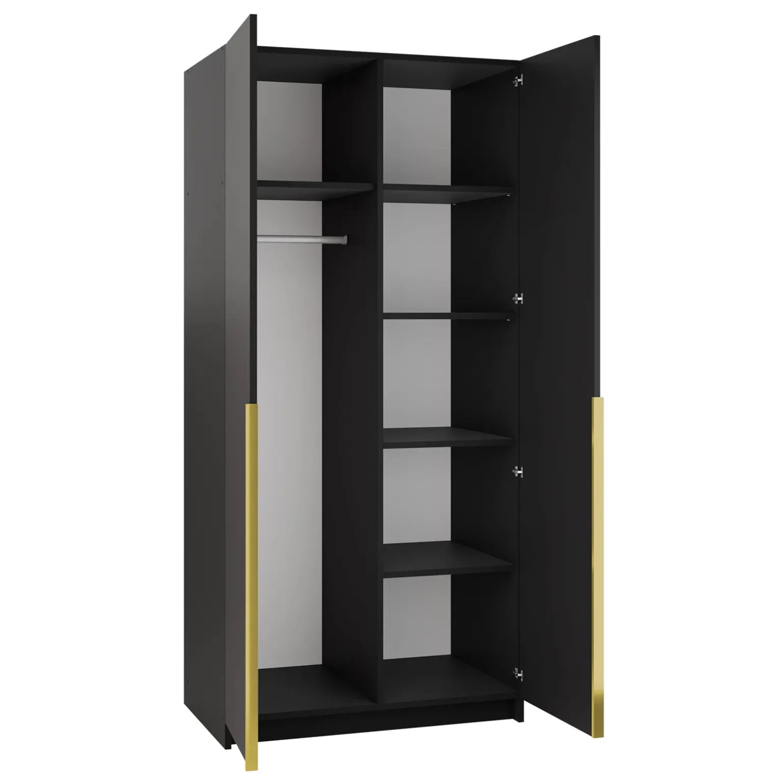 Armadio 100x215h cm 2 ante moderno nero oro Glammy 2