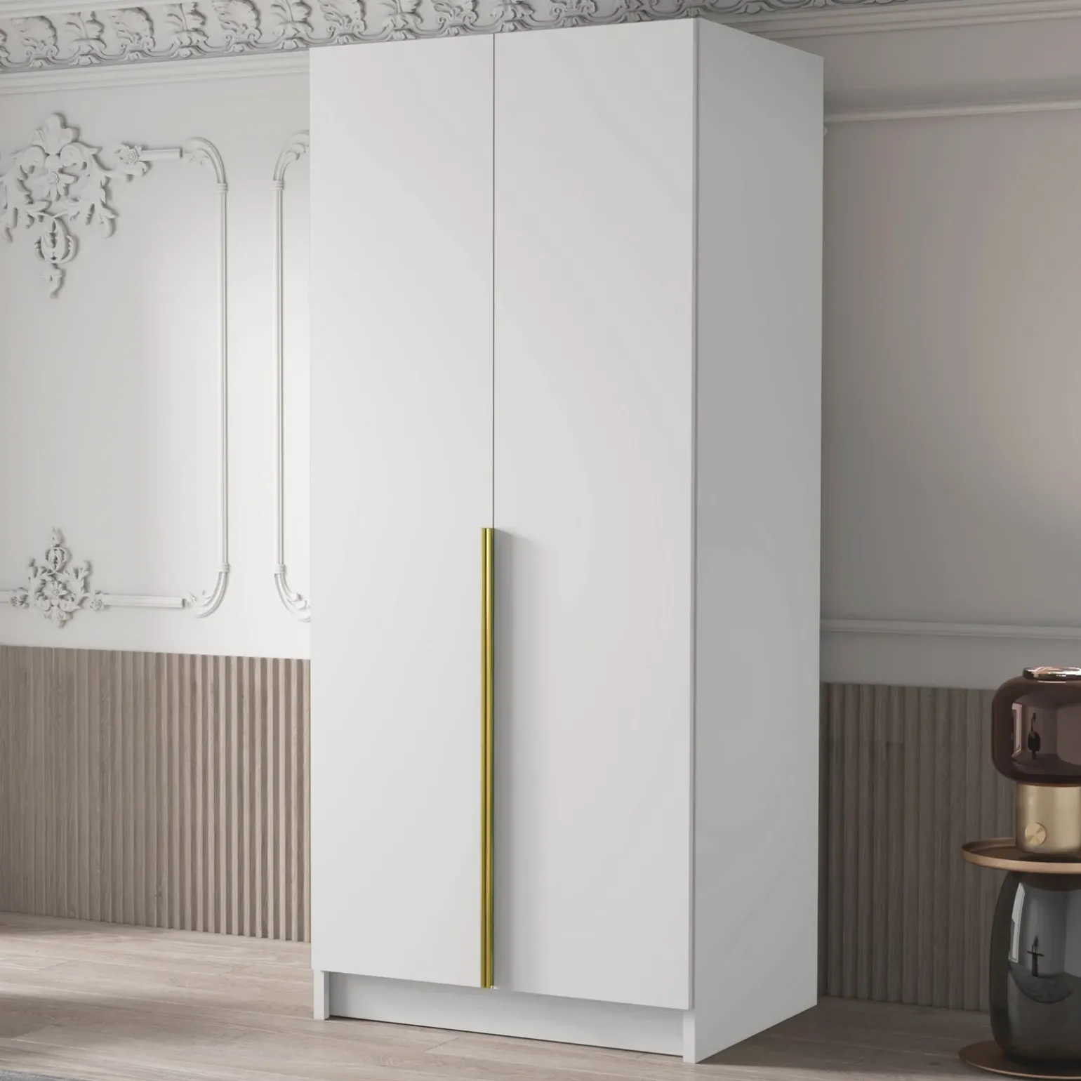 Armadio 100x215h cm 2 ante moderno bianco oro Glammy 2