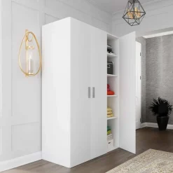 Armadio 116x176h cm 3 ante moderno bianco opaco Light Gihome®