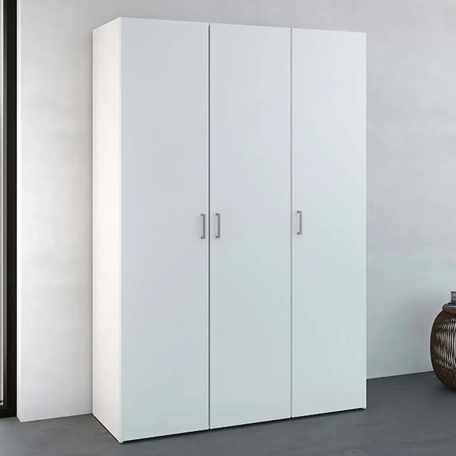 Armadio 116x176h cm 3 ante moderno bianco opaco Light Gihome®