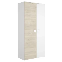 Armadio 90x205h cm 2 ante moderno rovere bianco Cairo