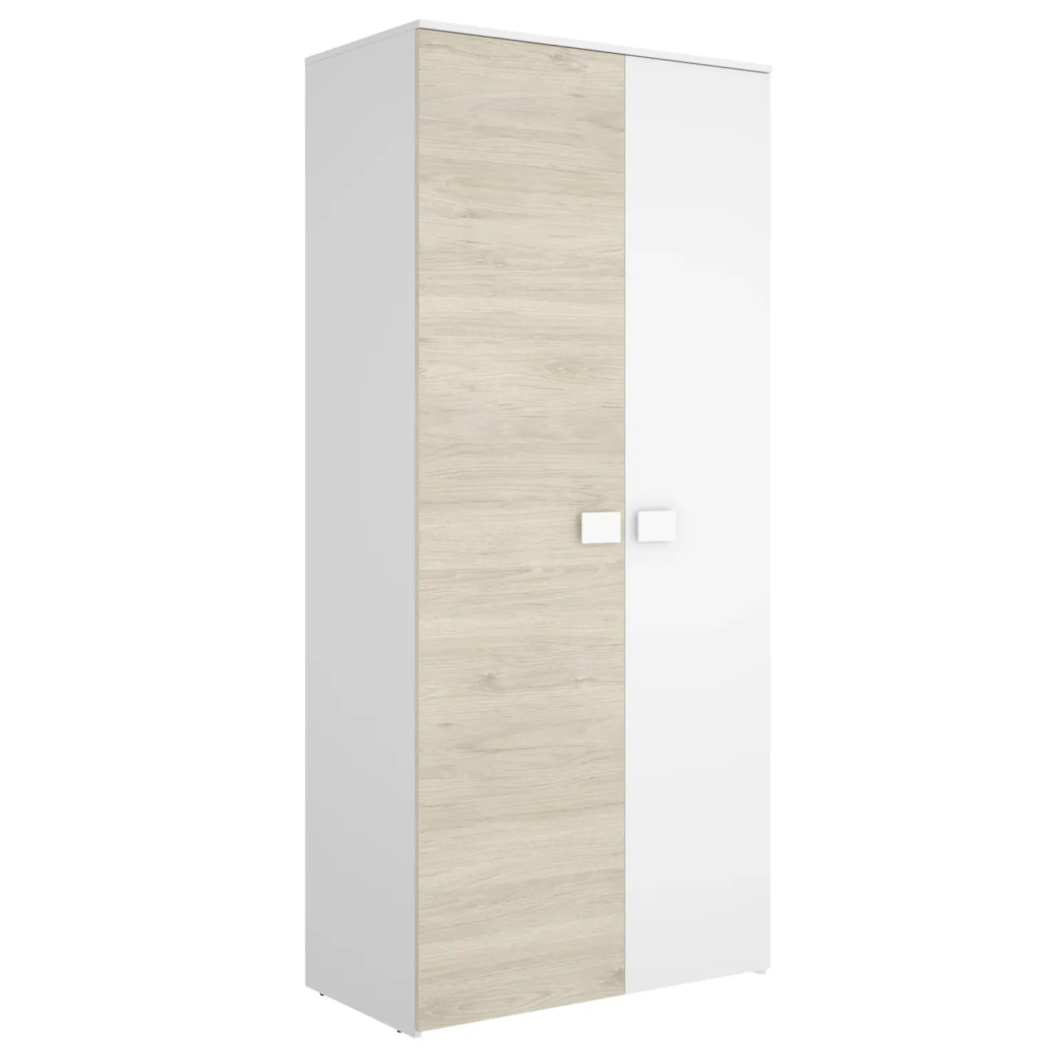 Armadio 90x205h cm 2 ante moderno rovere bianco Cairo