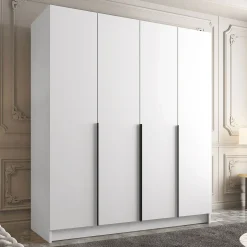 Armadio 200x215h cm 4 ante moderno bianco nero Glammy 4