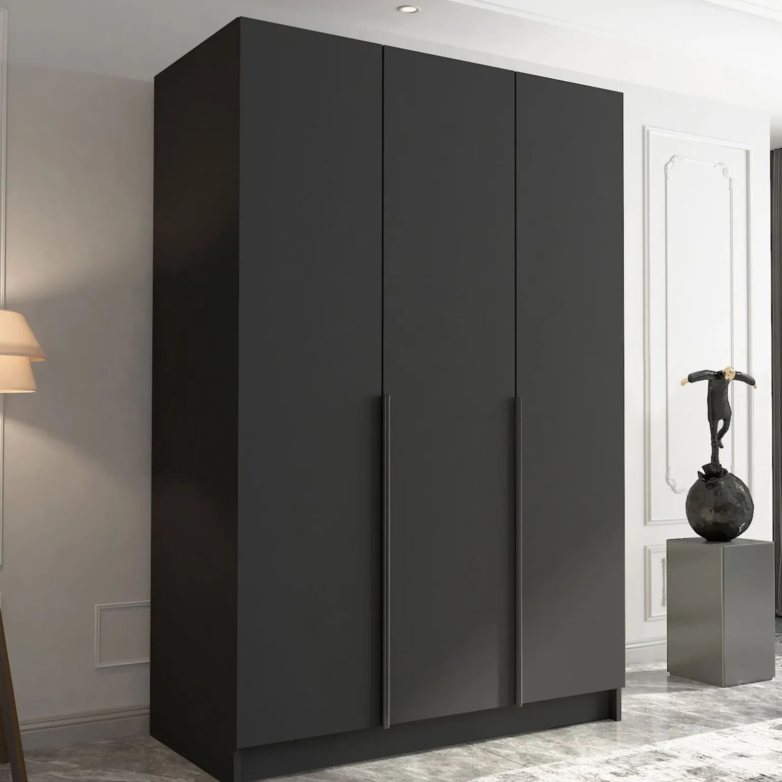 Armadio 150x215h cm 3 ante moderno nero Glammy 3
