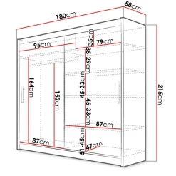 Armadio 180x215h cm 2 ante scorrevoli design moderno bianco Aisha