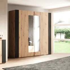 Armadio 200x213h cm 2 ante scorrevoli rovere nero Vulcano