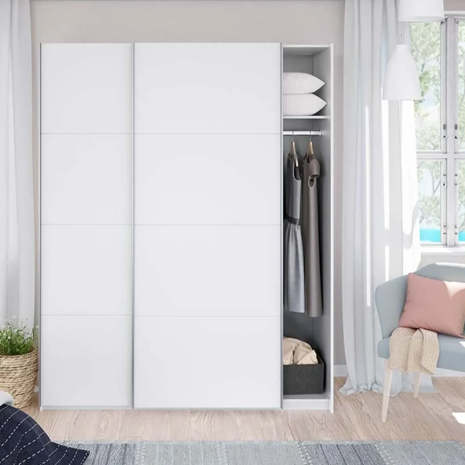 Armadio 150X200h cm 2 ante scorrevoli bianco opaco Taylor