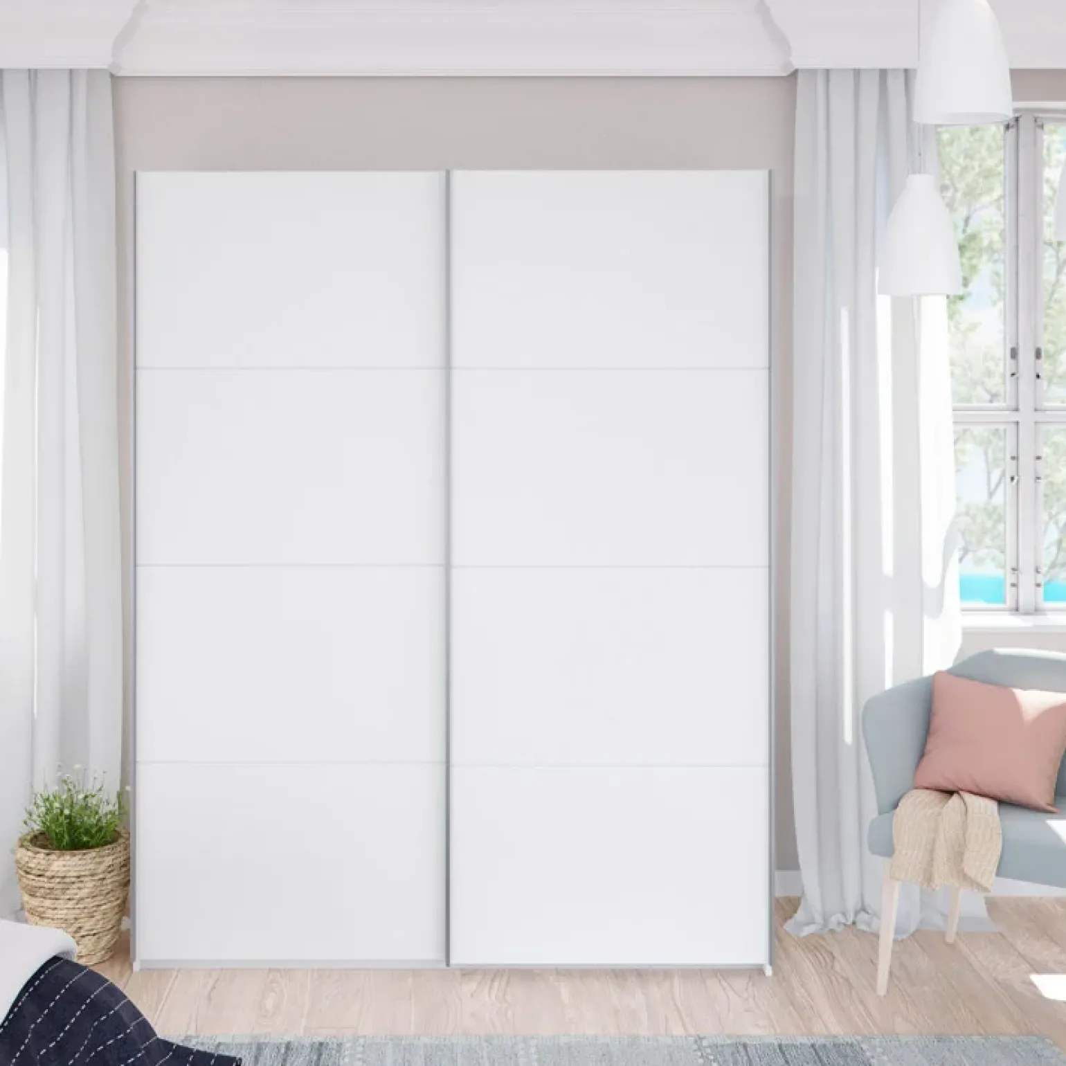 Armadio 150X200h cm 2 ante scorrevoli bianco opaco Taylor
