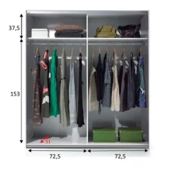 Armadio 150X200h cm 2 ante scorrevoli bianco opaco Taylor
