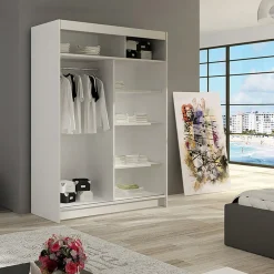 Armadio 150x200h cm 2 ante scorrevoli bianco con led Tancredi