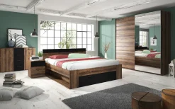 Armadio 180x210h cm 2 ante scorrevoli con specchio moderno rovere scuro Lisbona Gihome®