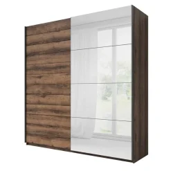 Armadio 180x210h cm 2 ante scorrevoli con specchio moderno rovere scuro Lisbona Gihome®