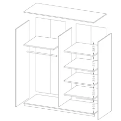 Armadio 180x210h cm 2 ante scorrevoli con specchio moderno rovere scuro Lisbona Gihome®