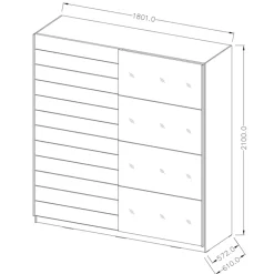 Armadio 180x210h cm 2 ante scorrevoli con specchio moderno rovere scuro Lisbona Gihome®