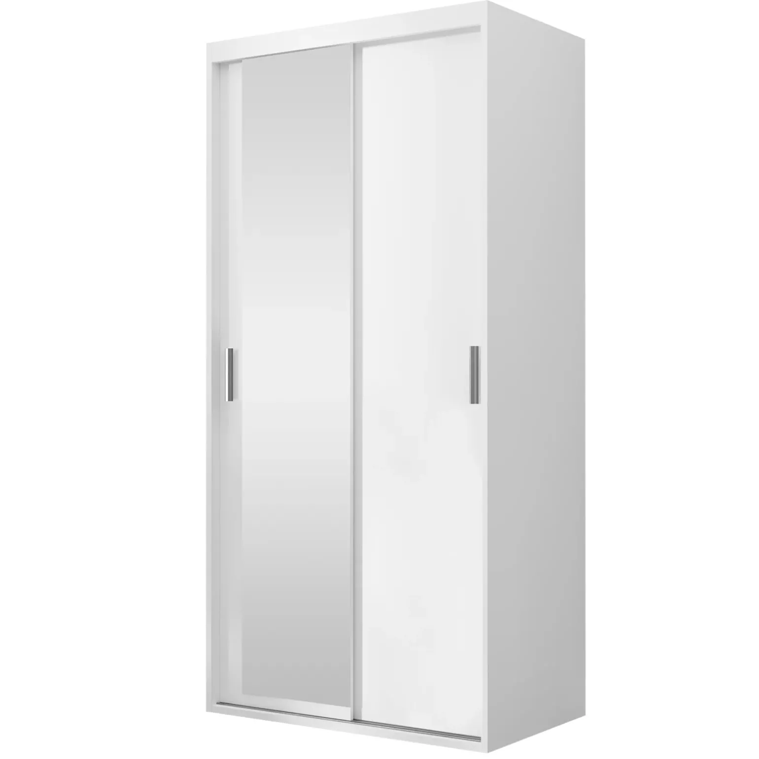 Armadio 100x205h cm 2 ante scorrevoli con specchio bianco Boselia