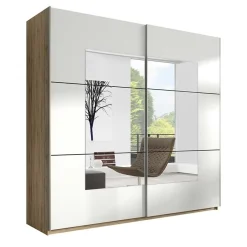 Armadio 221x210h cm 2 ante scorrevoli rovere bianco opaco Logan Gihome®