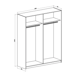 Armadio 180x219h cm 2 ante scorrevoli moderno rovere chiaro specchio Caracas