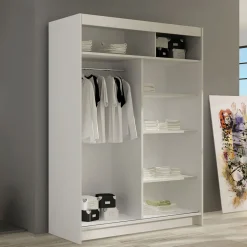 Armadio 120x200h cm 2 ante scorrevoli con specchio bianco Tancredi