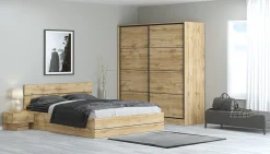 Armadio 180x200h cm 2 ante scorrevoli moderno quercia Tamika