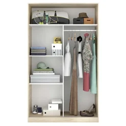 Armadio 120x204h cm 2 ante scorrevoli rovere bianco lucido Royal