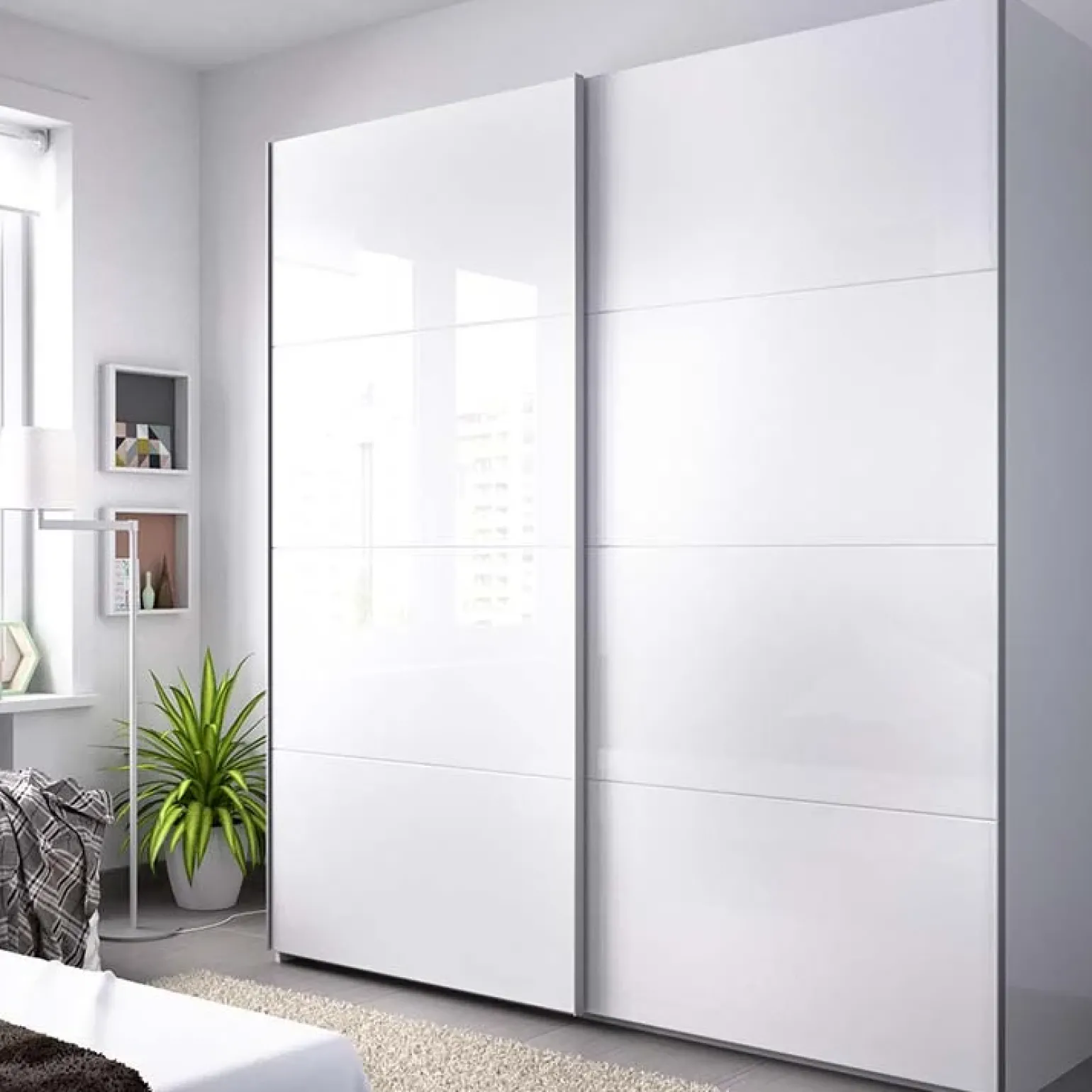 Armadio 180x204h cm 2 ante scorrevoli bianco lucido Royal