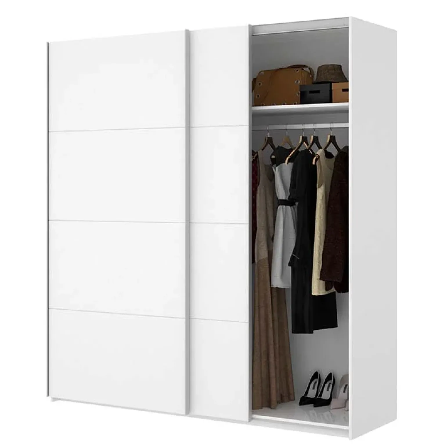 Armadio 180x204h cm 2 ante scorrevoli bianco lucido Royal