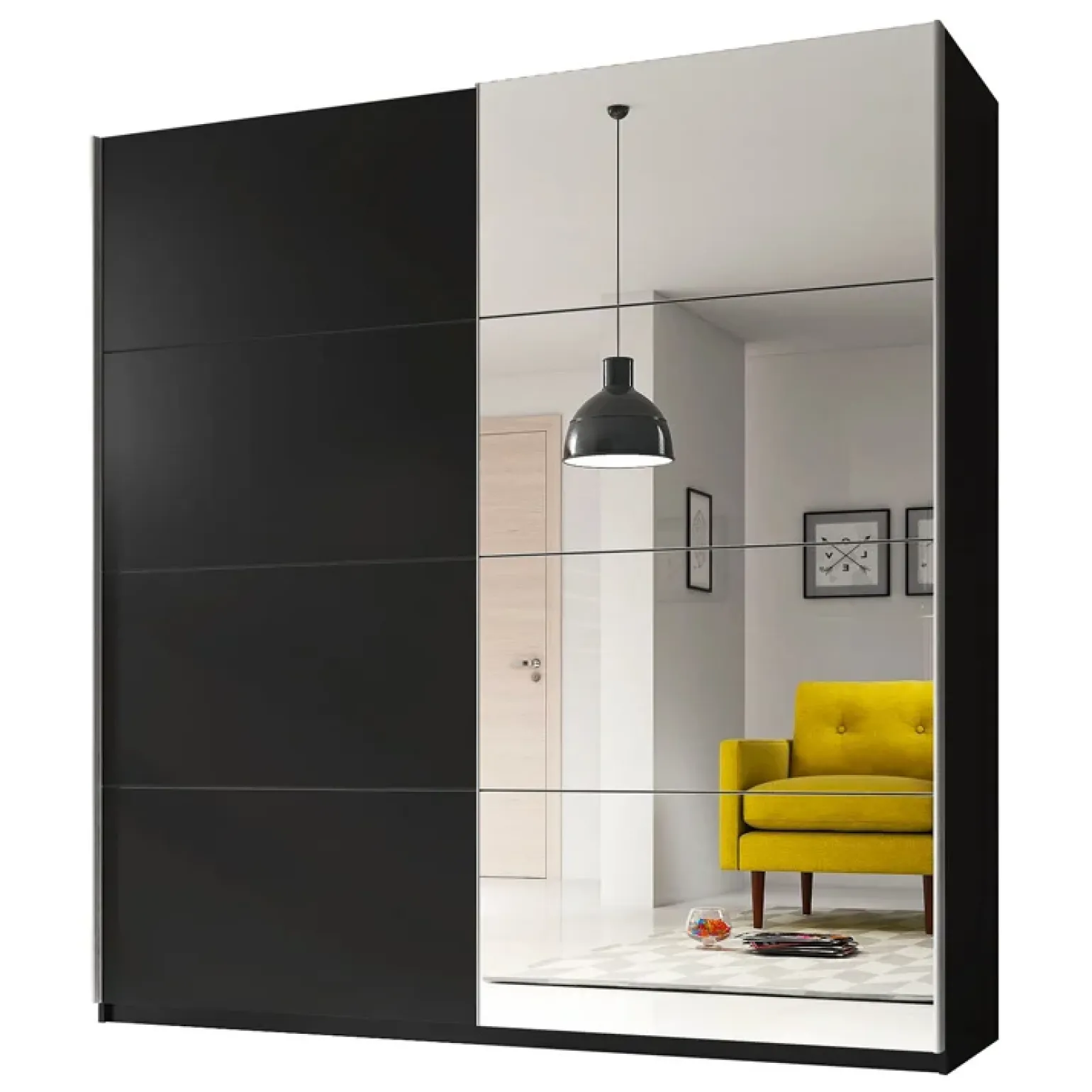 Armadio 221x210h cm 2 ante scorrevoli nero opaco Pascal Gihome®