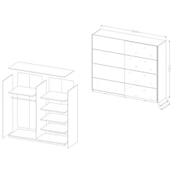 Armadio 221x210h cm 2 ante scorrevoli nero opaco Pascal Gihome®