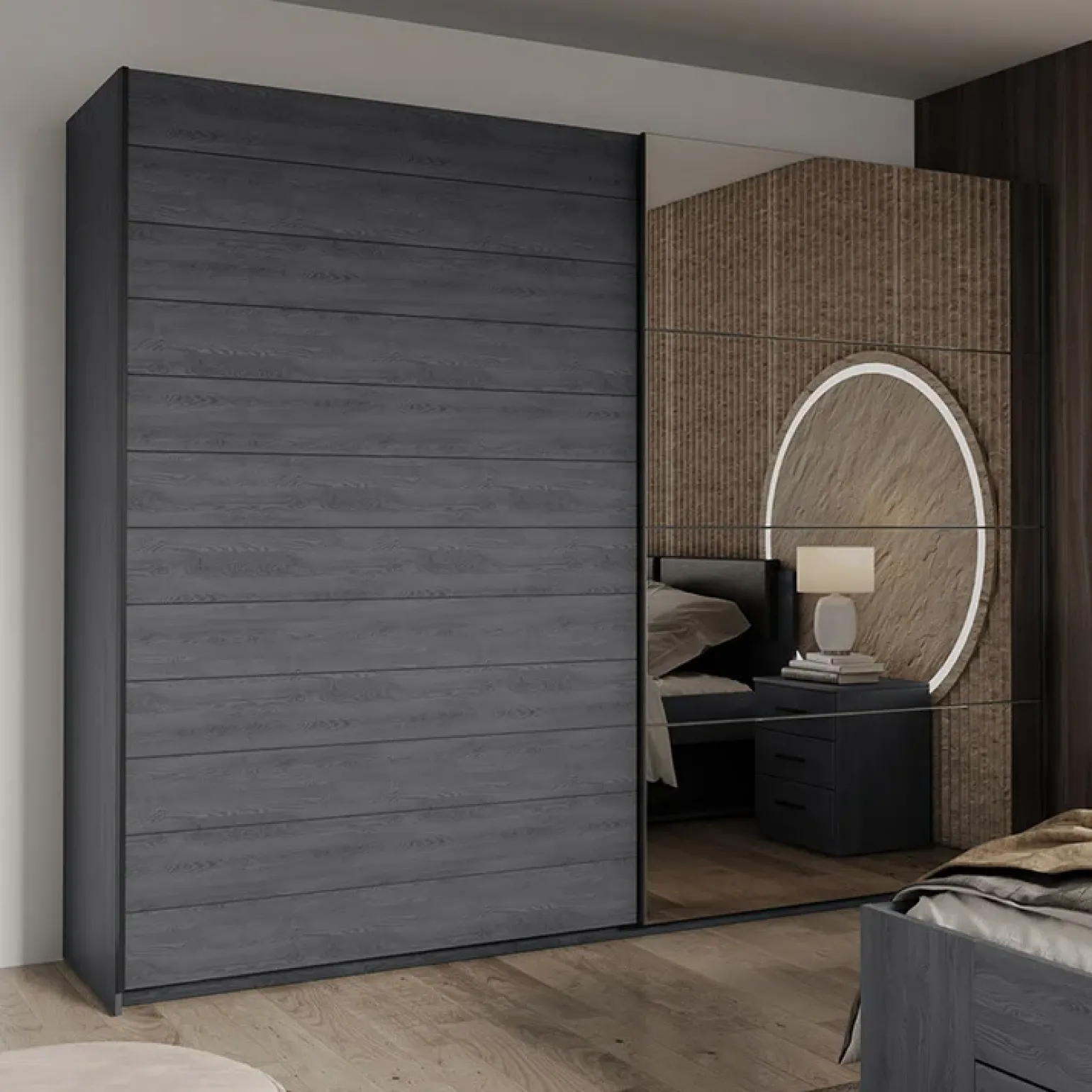 Armadio 270x210h cm 2 ante scorrevoli con specchio ossido Cortina Gihome®