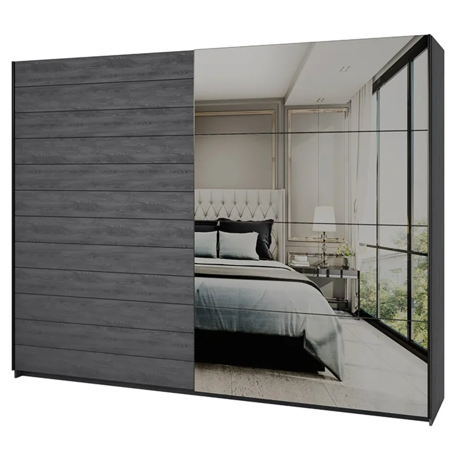 Armadio 270x210h cm 2 ante scorrevoli con specchio ossido Cortina Gihome®