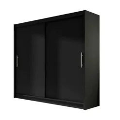 Armadio 180x215h cm 2 ante scorrevoli design moderno nero Aisha