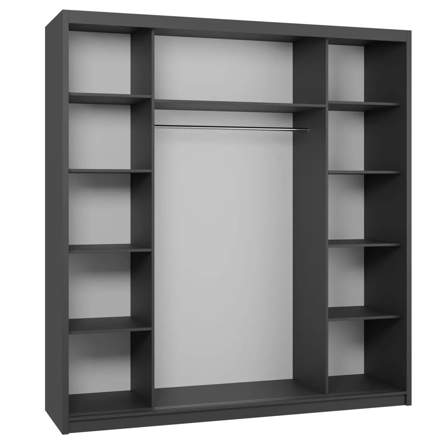 Armadio 200x215h cm 2 ante scorrevoli con specchio nero opaco Silven