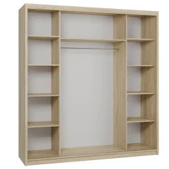 Armadio 200x215h cm 2 ante scorrevoli con specchio rovere sonoma bianco opaco Silven