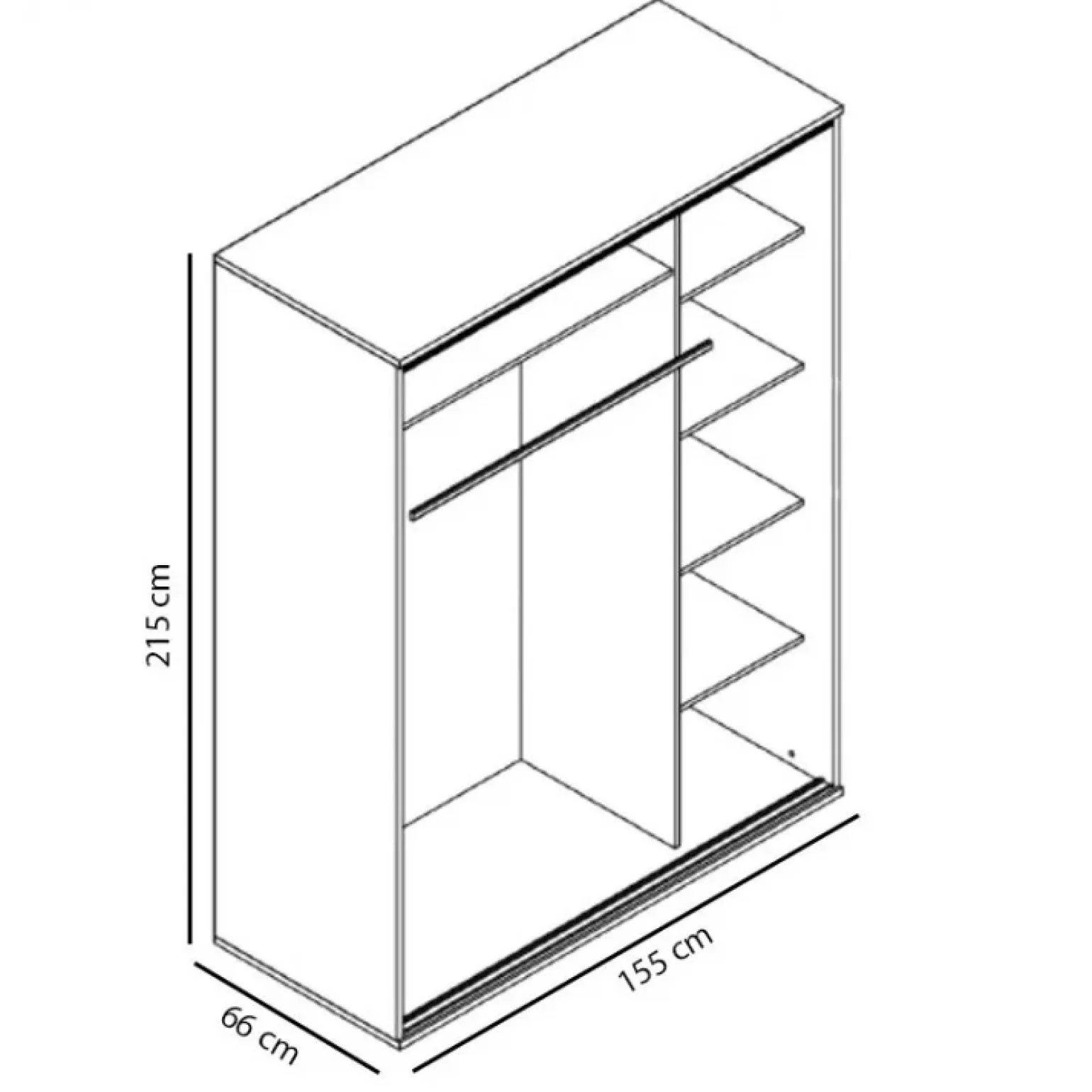 Armadio 155x215h cm 2 ante scorrevoli moderno stampa fenicottero Eliot