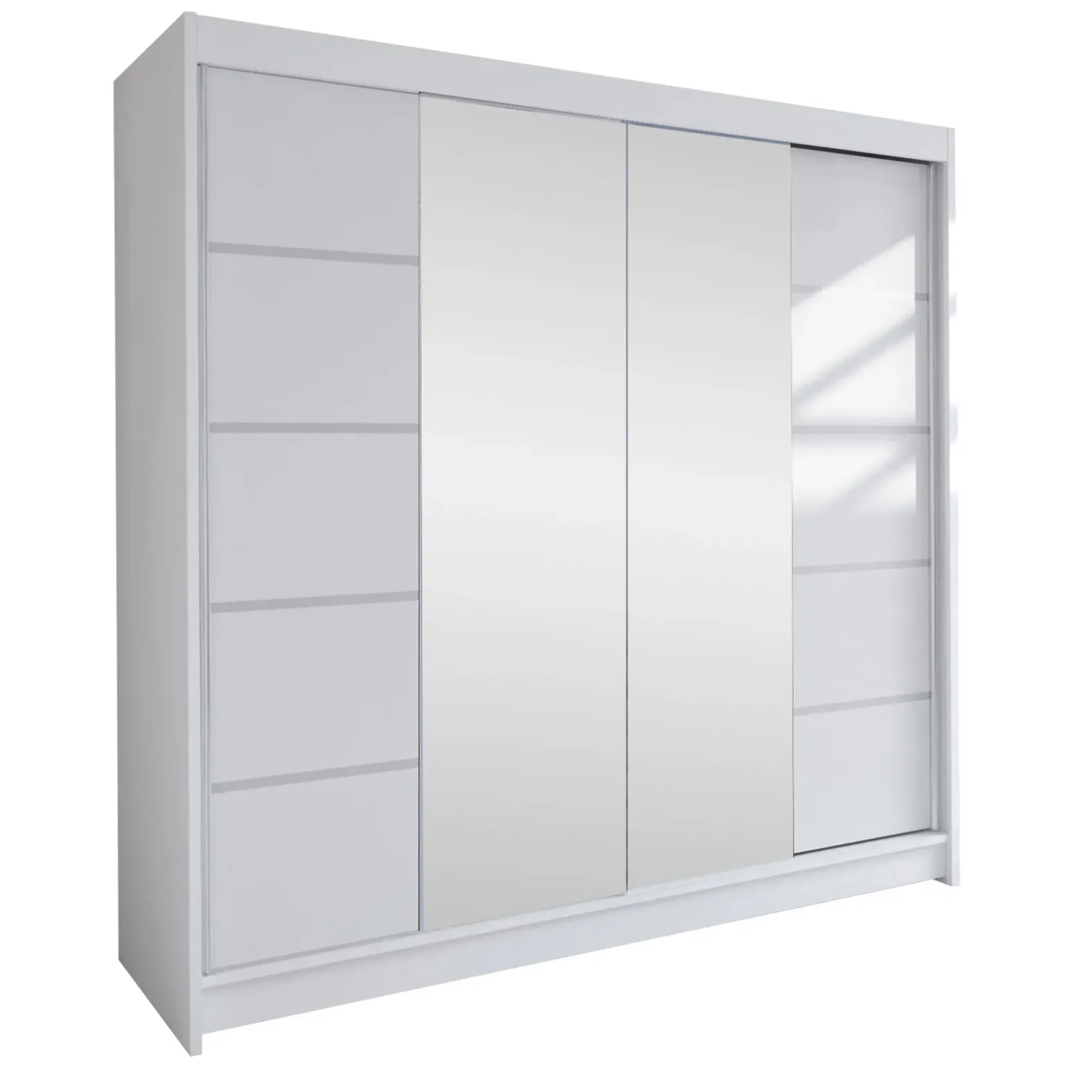 Armadio 180x215h cm 2 ante scorrevoli con specchio centrale bianco opaco Karl